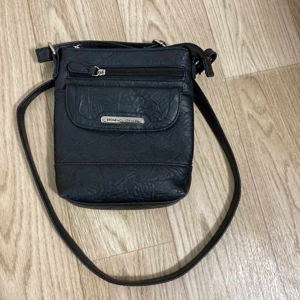 Stone Mountain USA Crossbody Bag Womens Small Black Textured Purse